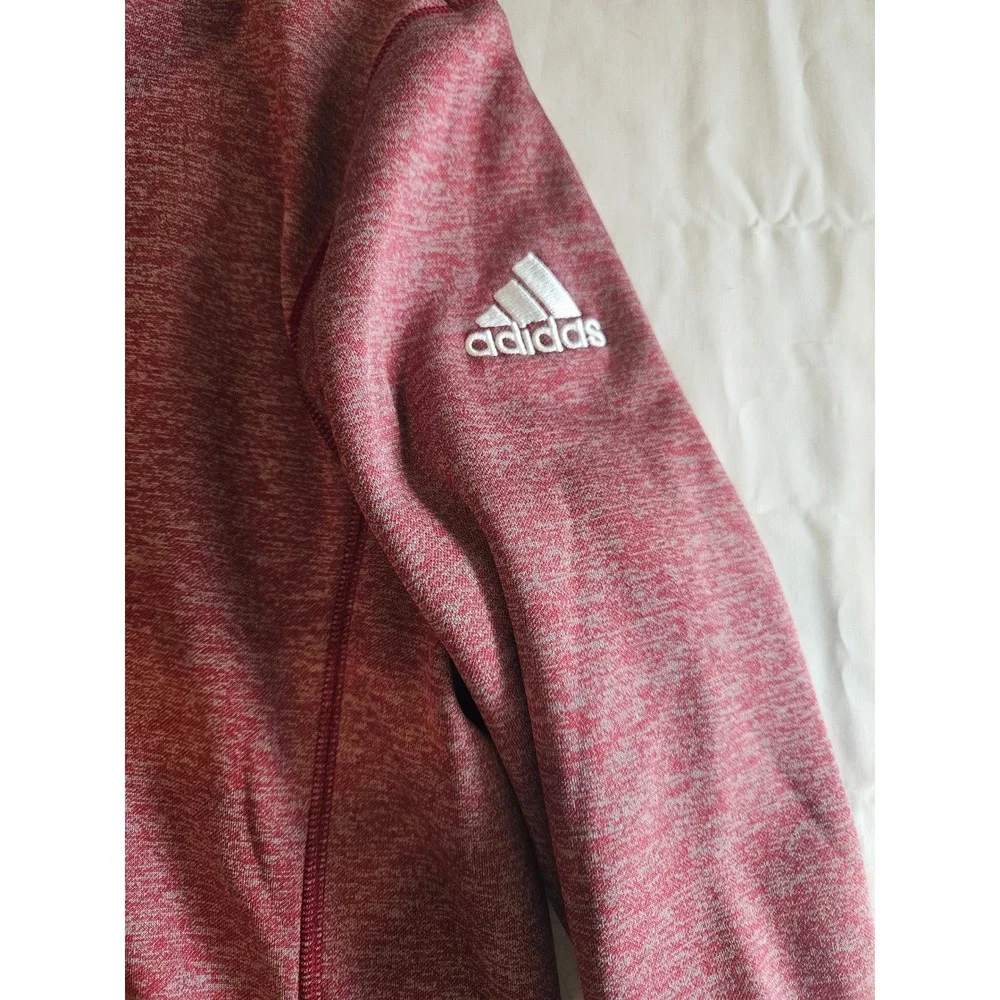 Adidas Men's‎ Heathered Red Quarter Zip Pullover Sweatshirt Athletic Top